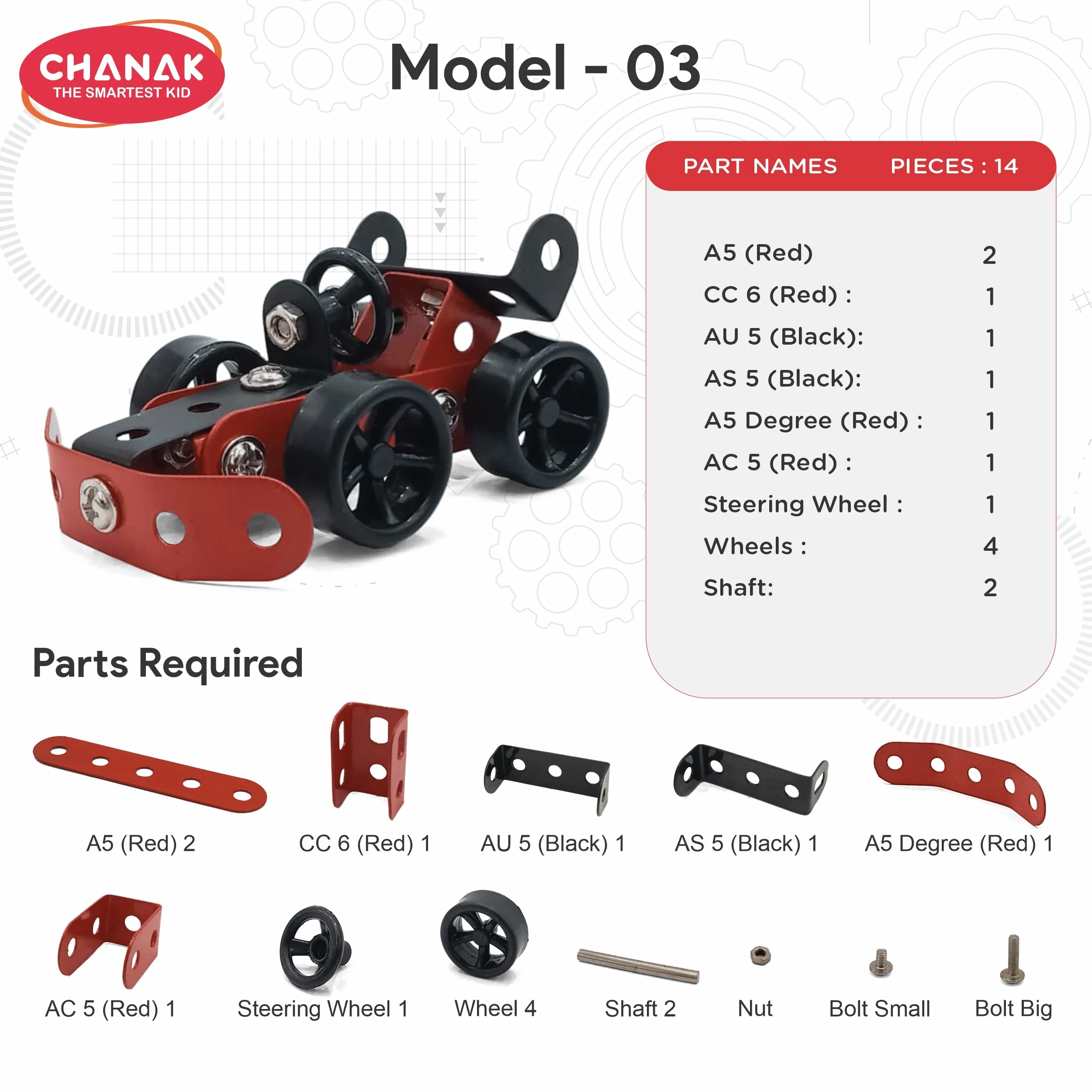 Chanak 50 Pcs STEM Mechanical Vehicle Building Kit for Kids 8+ Years | Engineering Construction Set with Tools – BIS Approved - Image 8