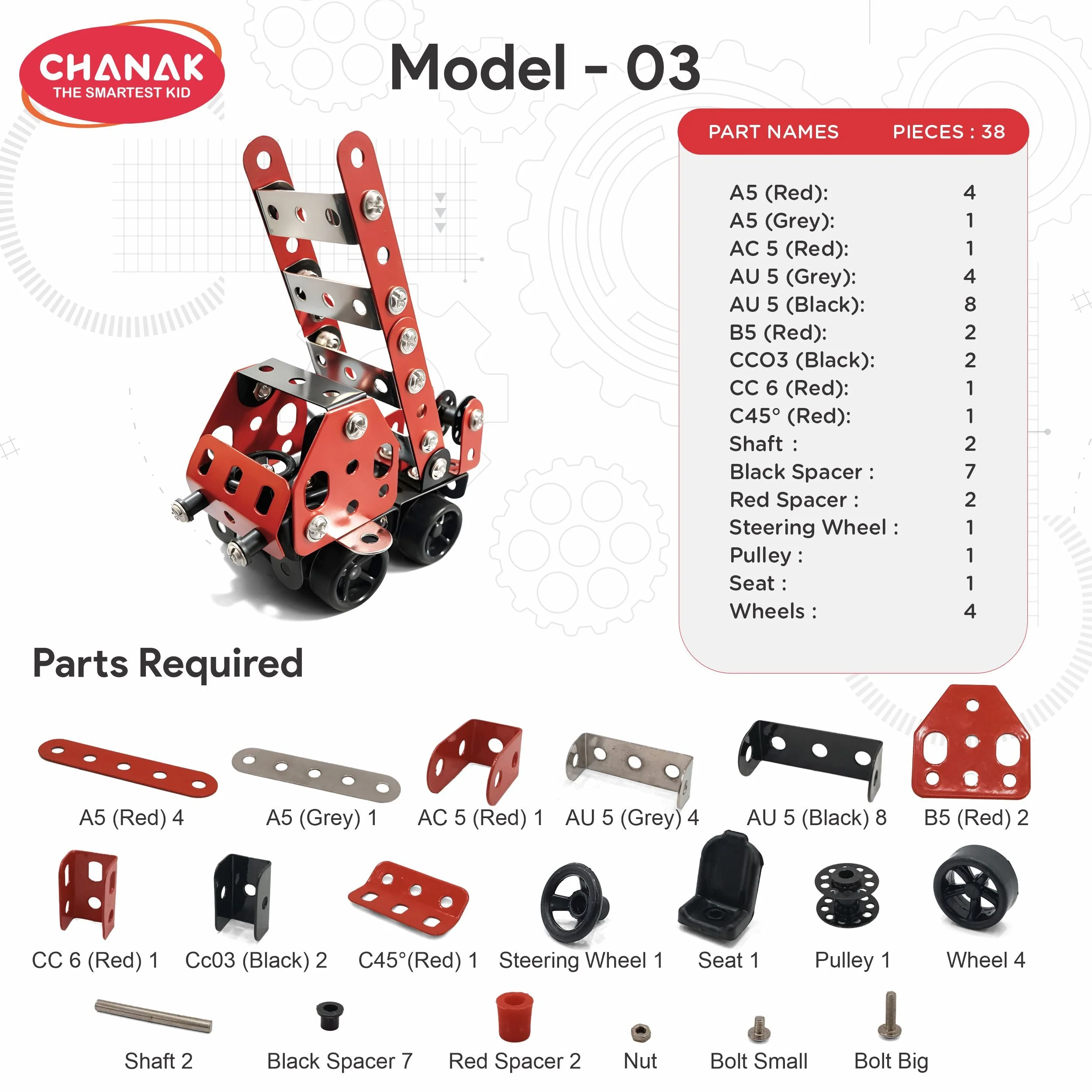 Chanak 134 Pcs STEM Construction Vehicle Building Kit for Kids 8+ Years | Engineering Assembly Set with Tools – BIS Approved - Image 8
