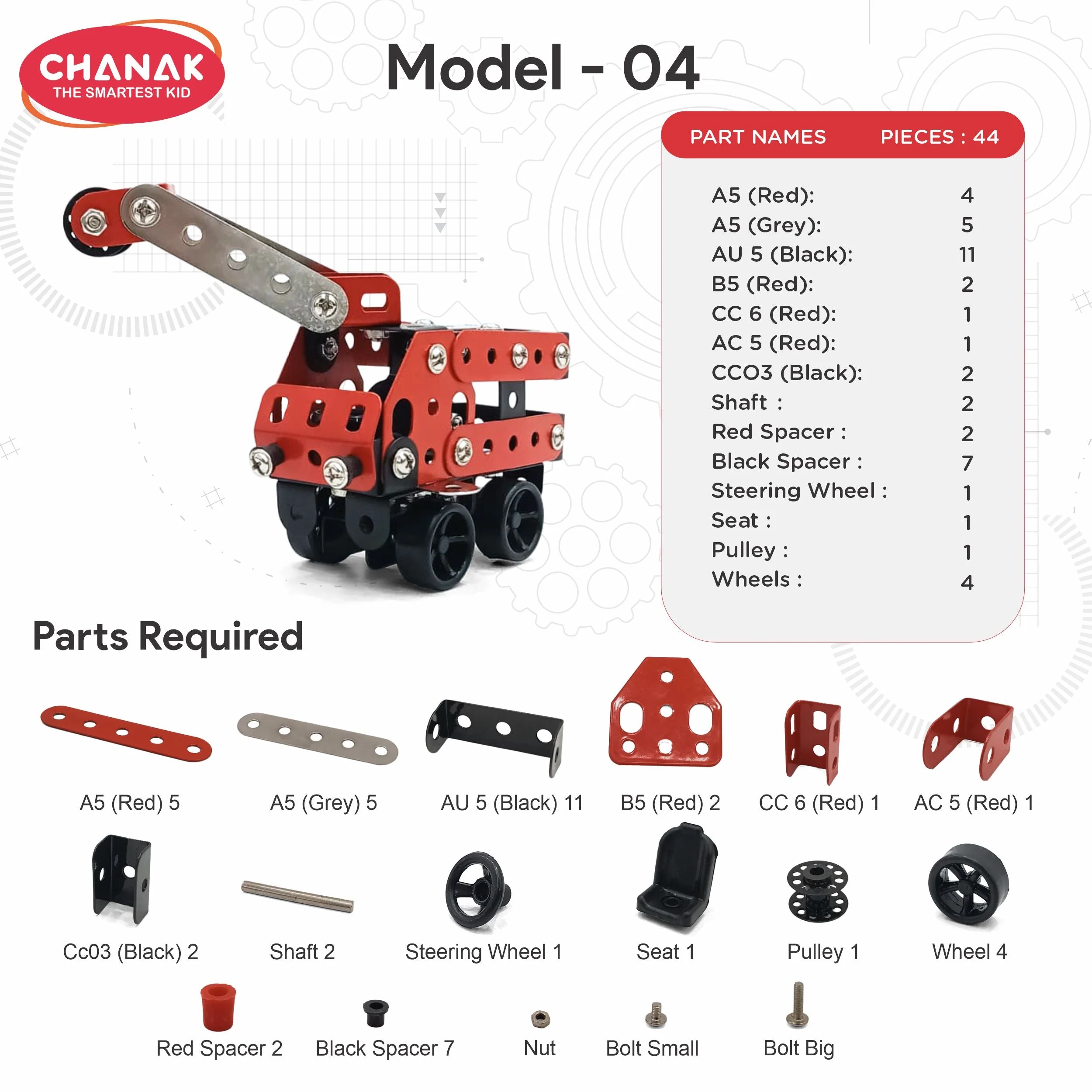 Chanak 134 Pcs STEM Construction Vehicle Building Kit for Kids 8+ Years | Engineering Assembly Set with Tools – BIS Approved - Image 9
