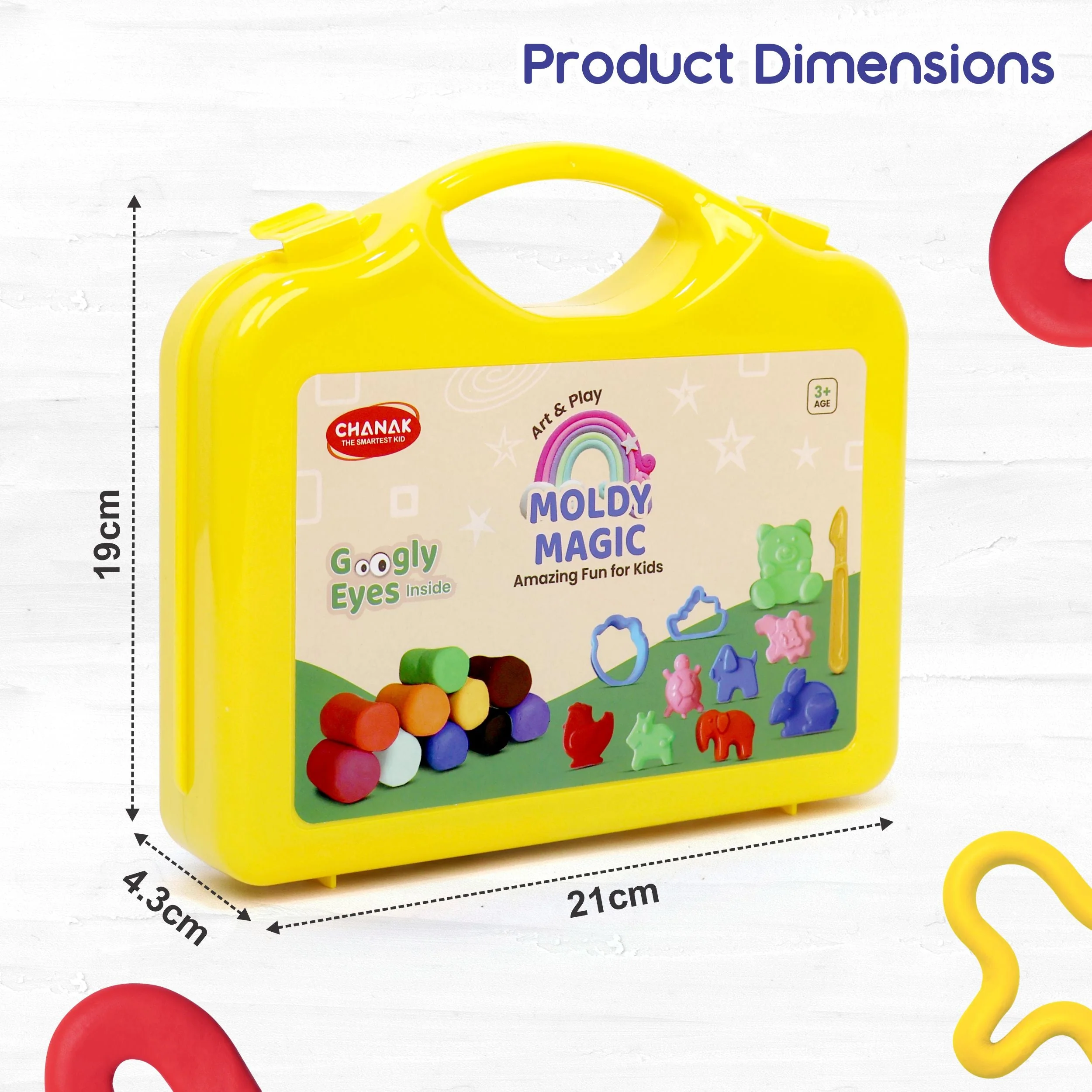 Chanak Play Dough Set for Kids 3+ Years | 10 Colour Non-Toxic Dough with Sculpting Tools & Foldable Suitcase – BIS Approved (Yellow) - Image 2