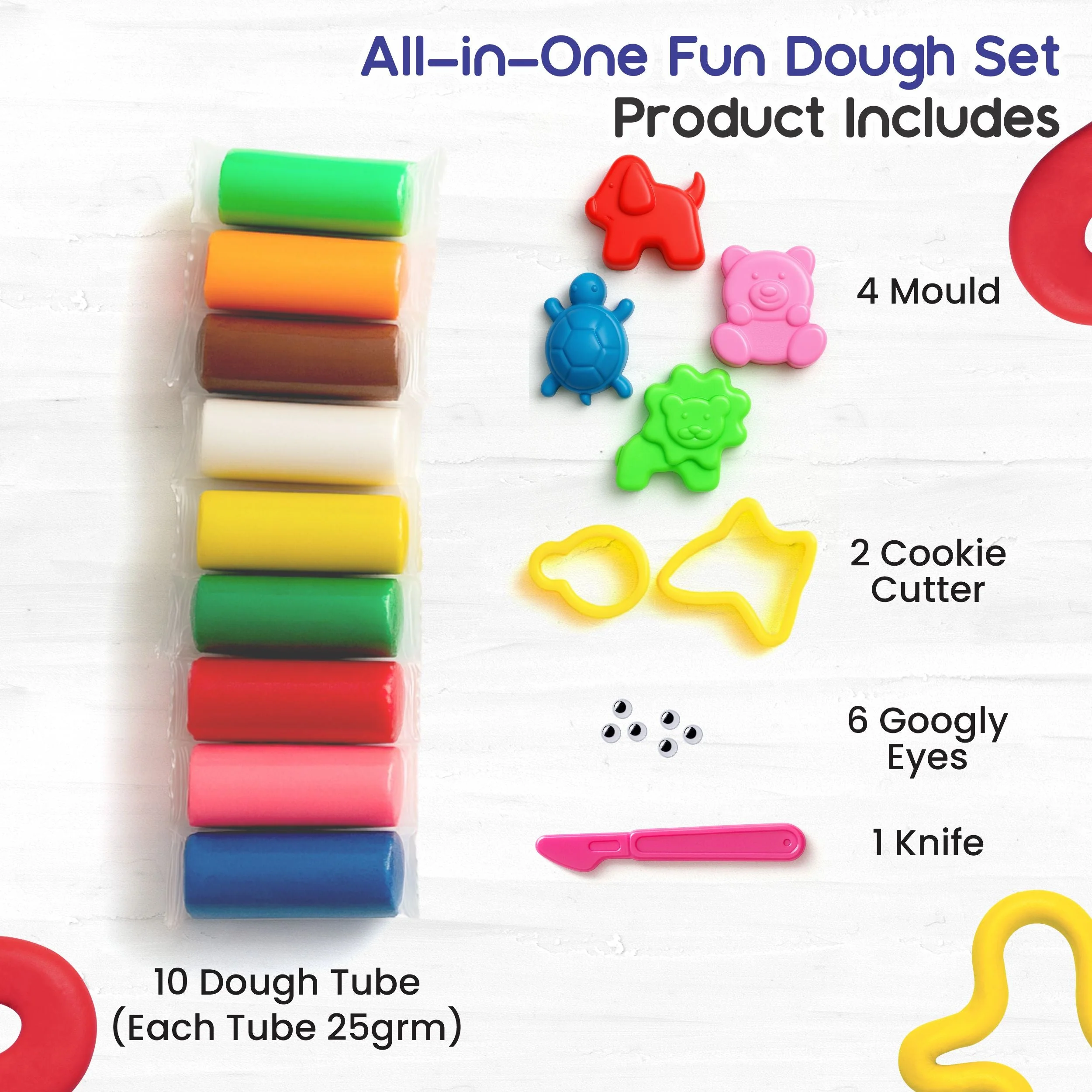 Chanak Play Dough Set for Kids 3+ Years | 10 Colour Non-Toxic Dough with Sculpting Tools & Foldable Suitcase – BIS Approved (Yellow) - Image 3