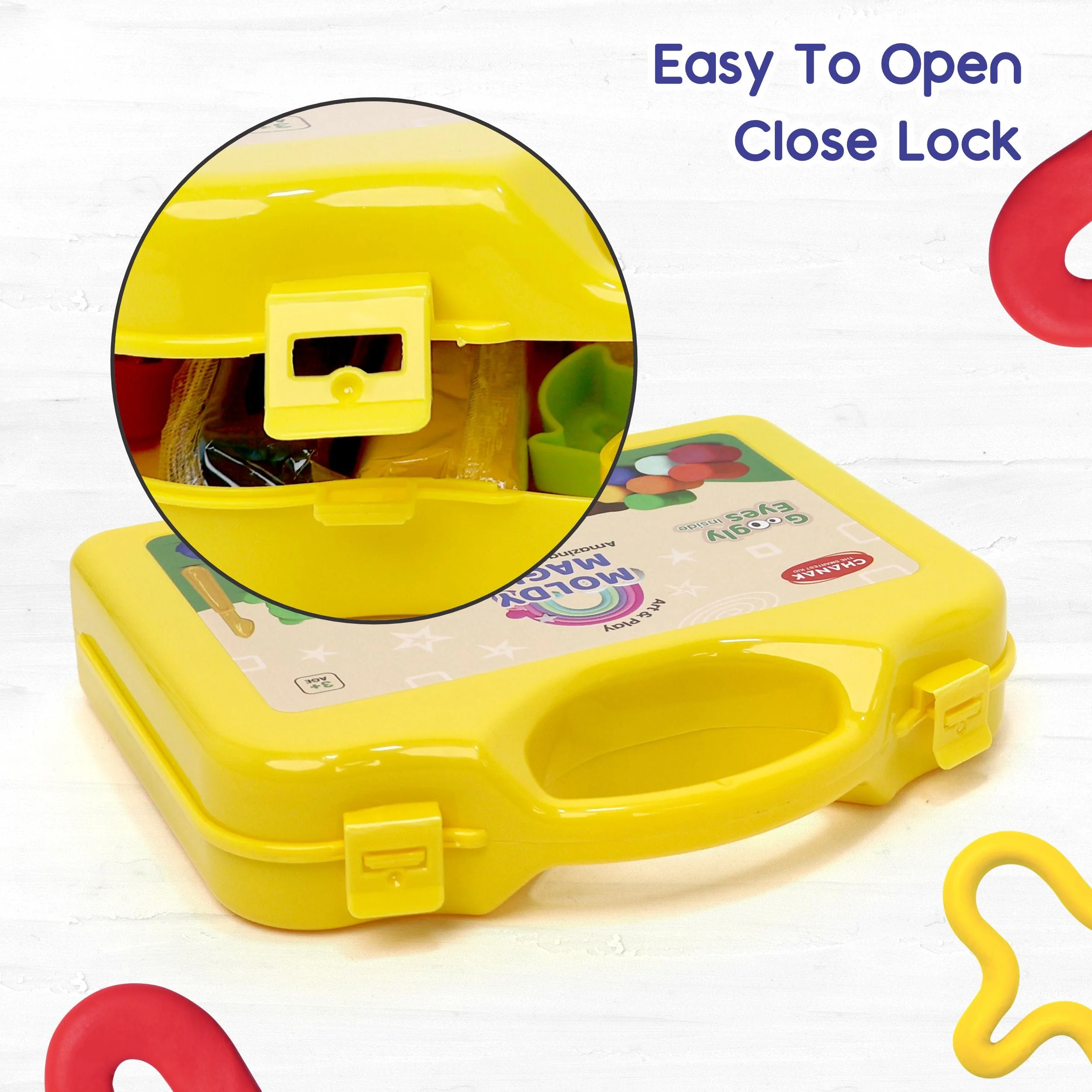 Chanak Play Dough Set for Kids 3+ Years | 10 Colour Non-Toxic Dough with Sculpting Tools & Foldable Suitcase – BIS Approved (Yellow) - Image 5