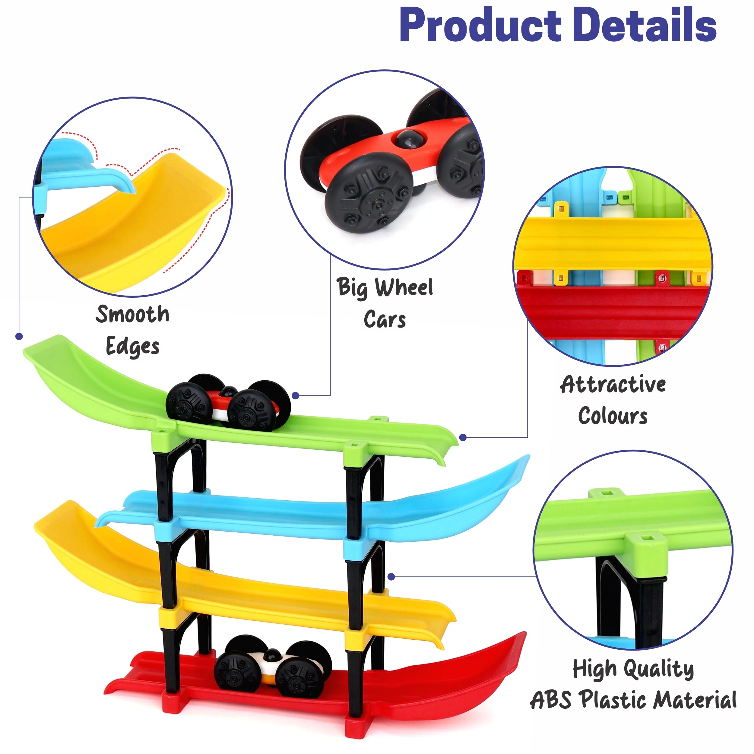 Chanak Ramp Racer Car Toy for Kids 3+ Years | 2 Big Wheel Cars with 4-Level Multilevel Twisting Track – BIS Approved - Image 5