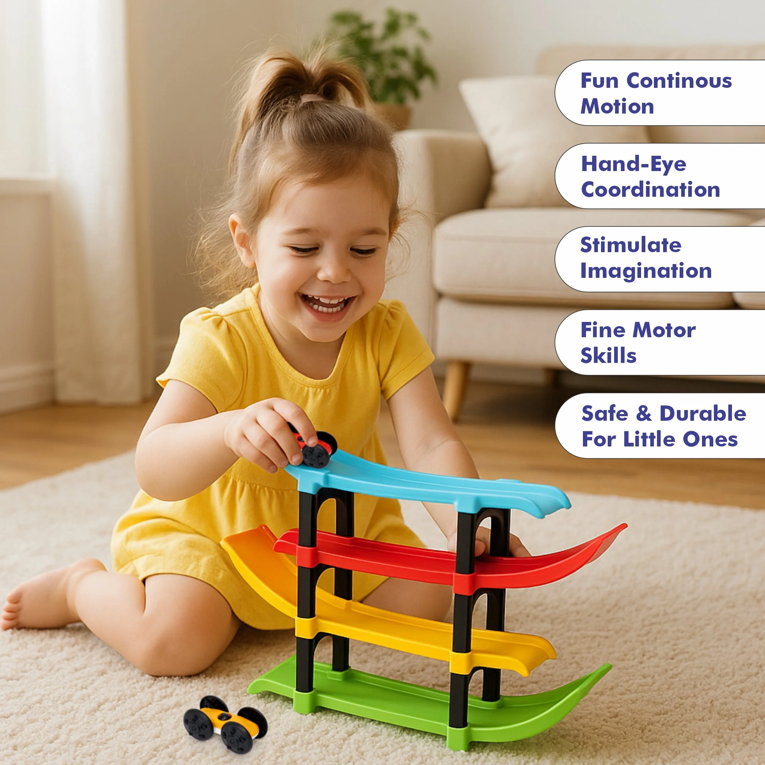 Chanak Ramp Racer Car Toy for Kids 3+ Years | 2 Big Wheel Cars with 4-Level Multilevel Twisting Track – BIS Approved - Image 6