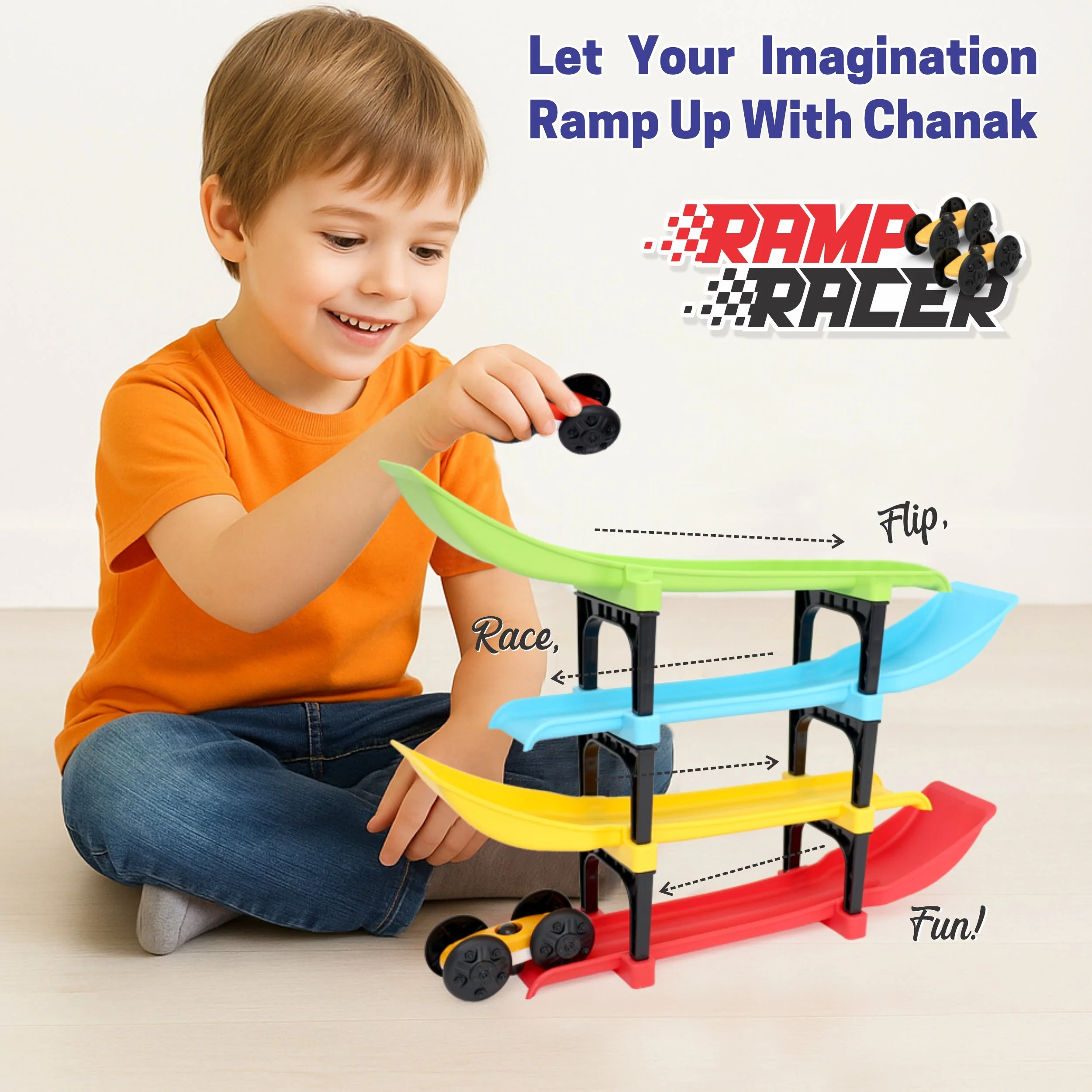 Chanak Ramp Racer Car Toy for Kids 3+ Years | 2 Big Wheel Cars with 4-Level Multilevel Twisting Track – BIS Approved - Image 7