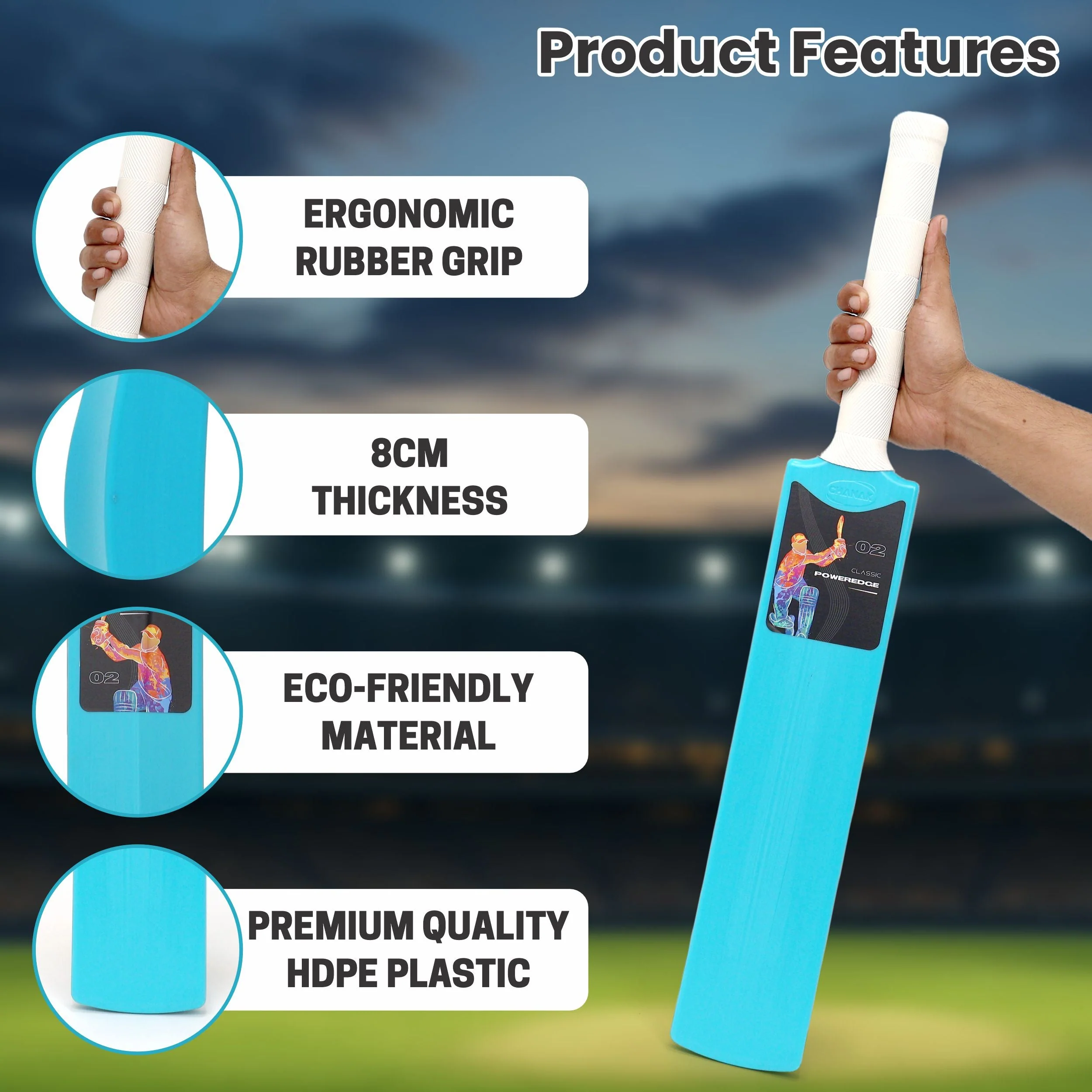 Chanak Small Cricket Turf Bat for Kids 5+ Years | 25.5 Inch Indoor & Outdoor Cricket Bat – BIS Approved (Blue) - Image 3