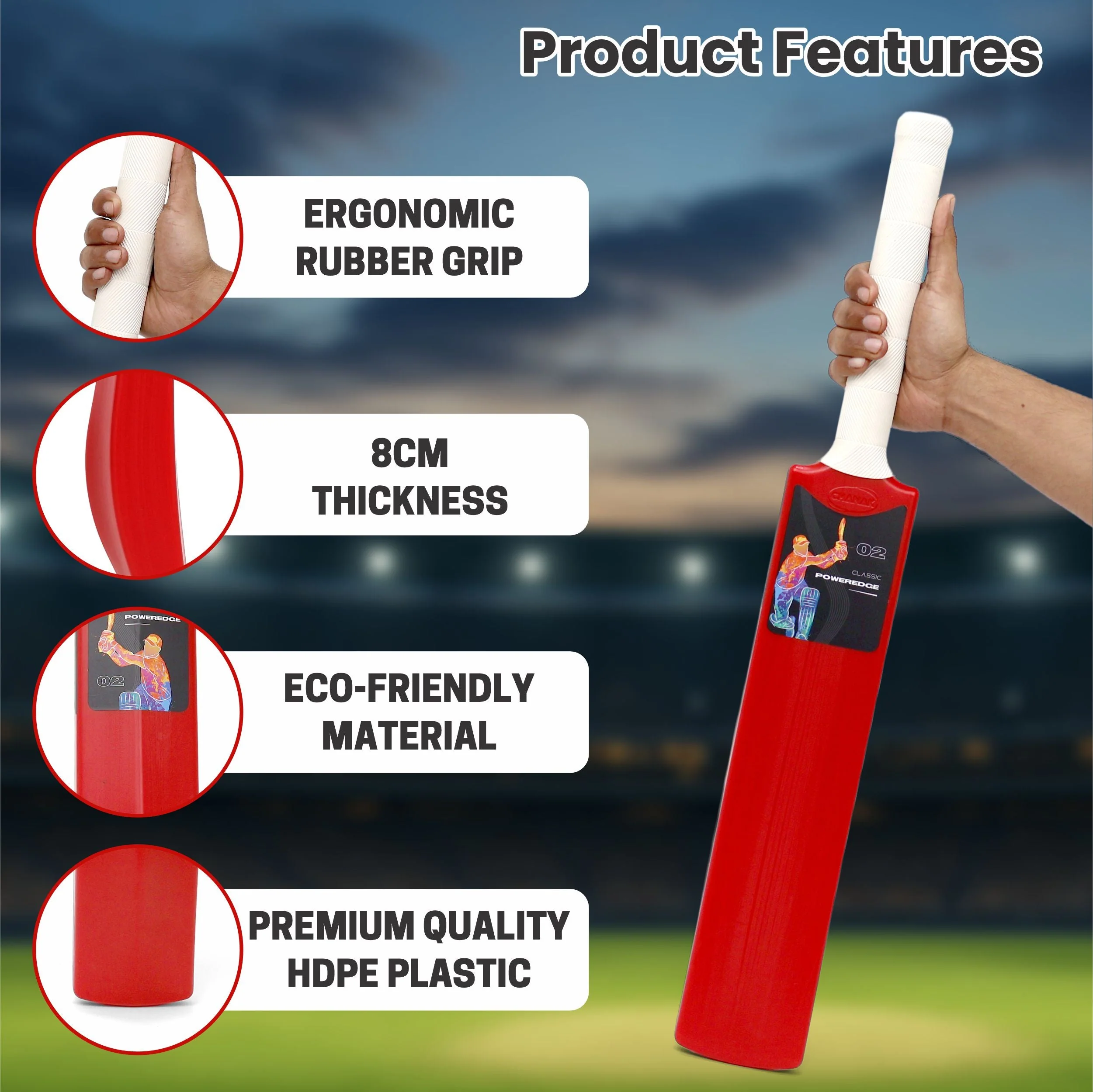 Chanak Small Cricket Turf Bat for Kids 5+ Years | 25.5 Inch Indoor & Outdoor Cricket Bat – BIS Approved (Red) - Image 4