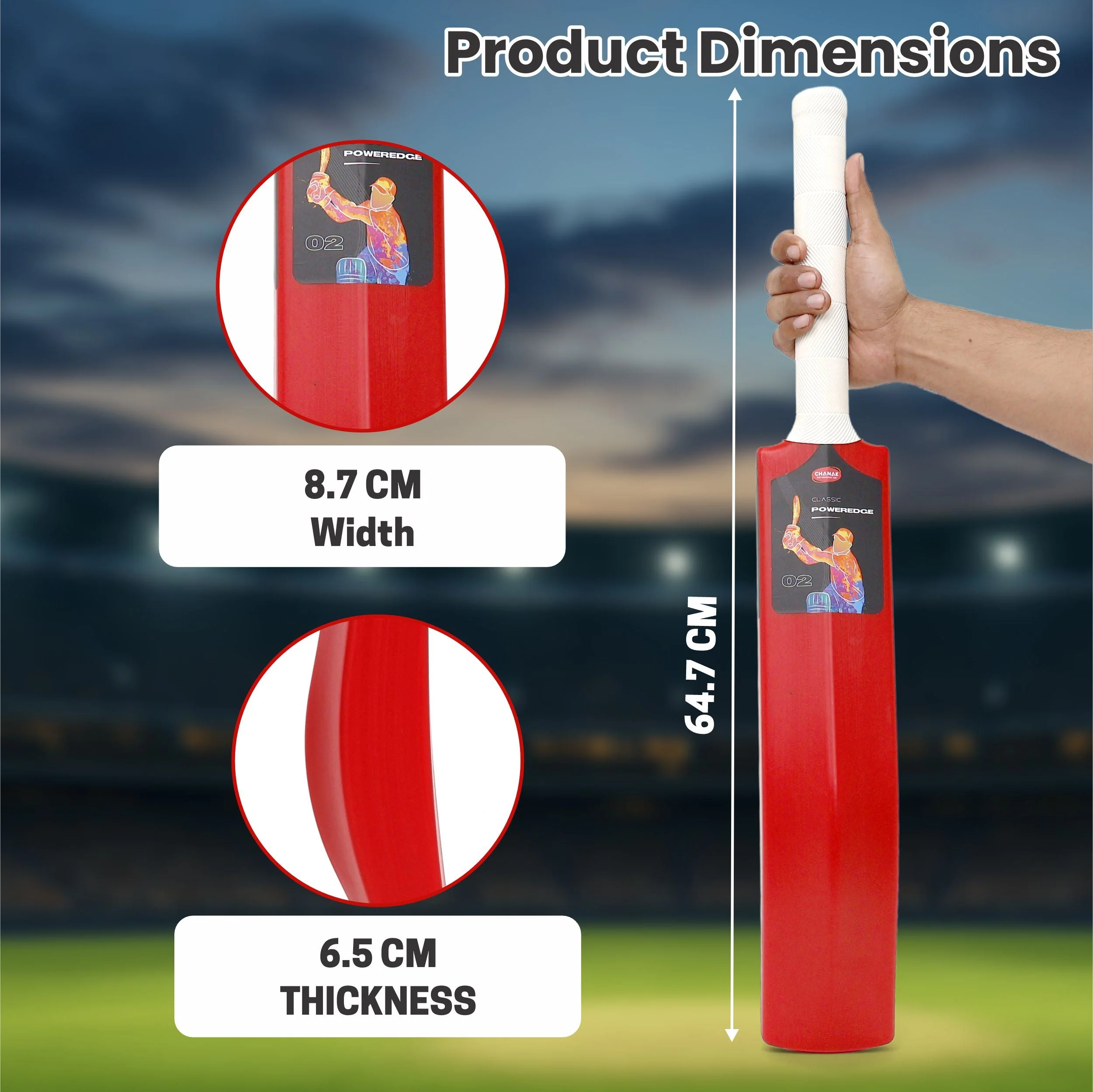 Chanak Small Cricket Turf Bat for Kids 5+ Years | 25.5 Inch Indoor & Outdoor Cricket Bat – BIS Approved (Red) - Image 5