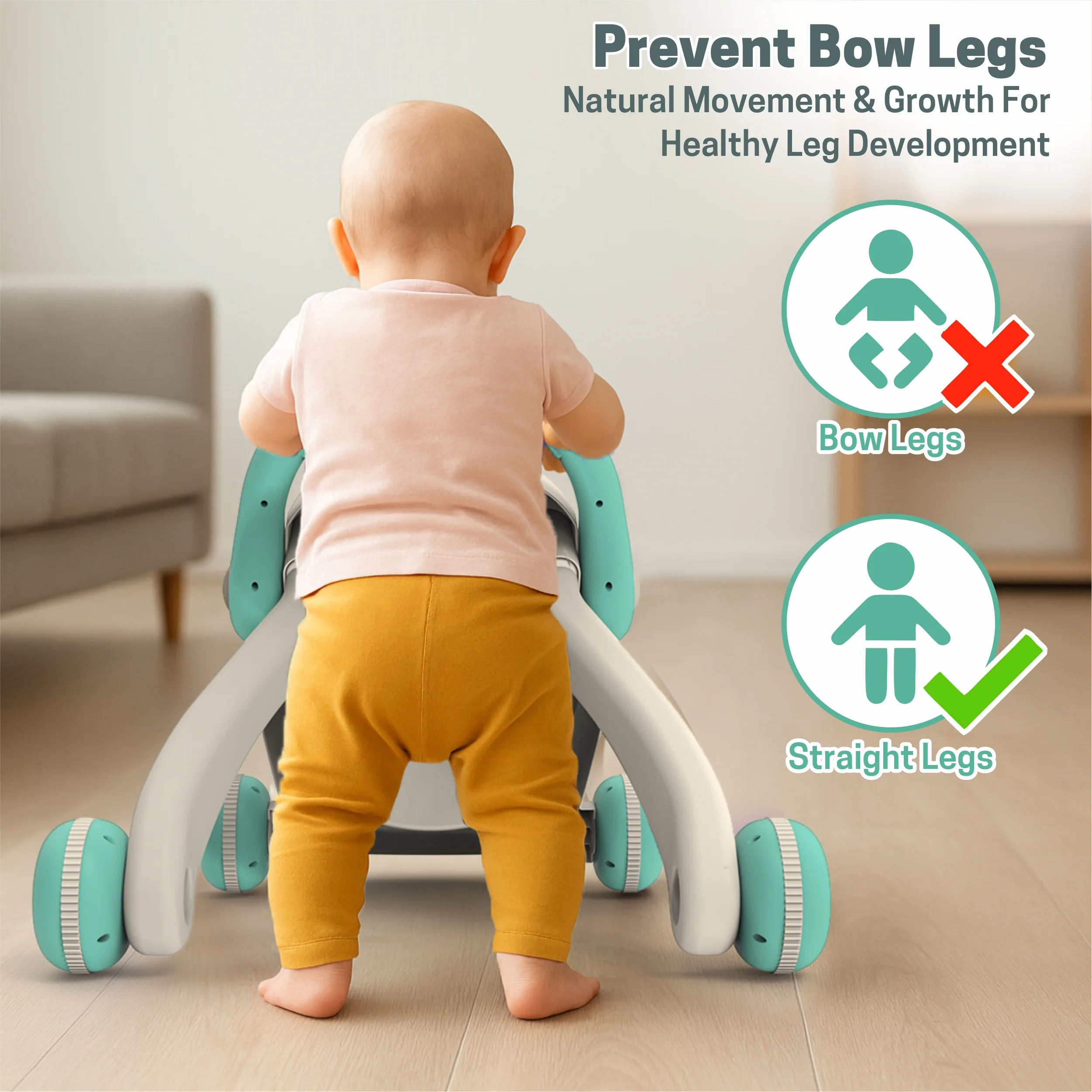 Chanak Happy Feet Baby Walker for 9+ Months | Adjustable Speed, Anti-Slip Wheels, Music & Activity Centre – BIS Approved (Turguoise) - Image 10