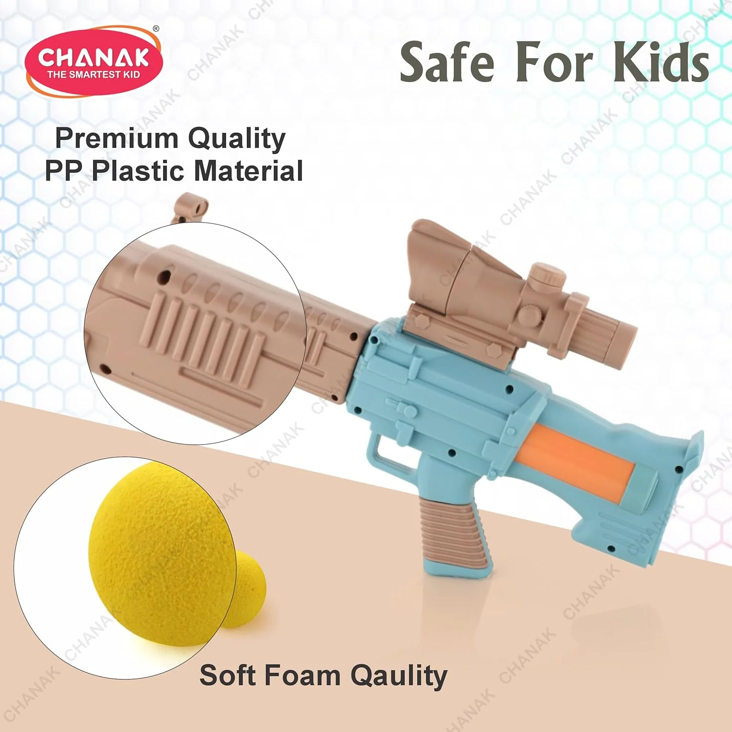 Chanak Pneumatic Gun Toy for Kids 5+ Years | 24 Soft Foam Balls, Indoor & Outdoor Use – BIS Approved (Brown) - Image 3