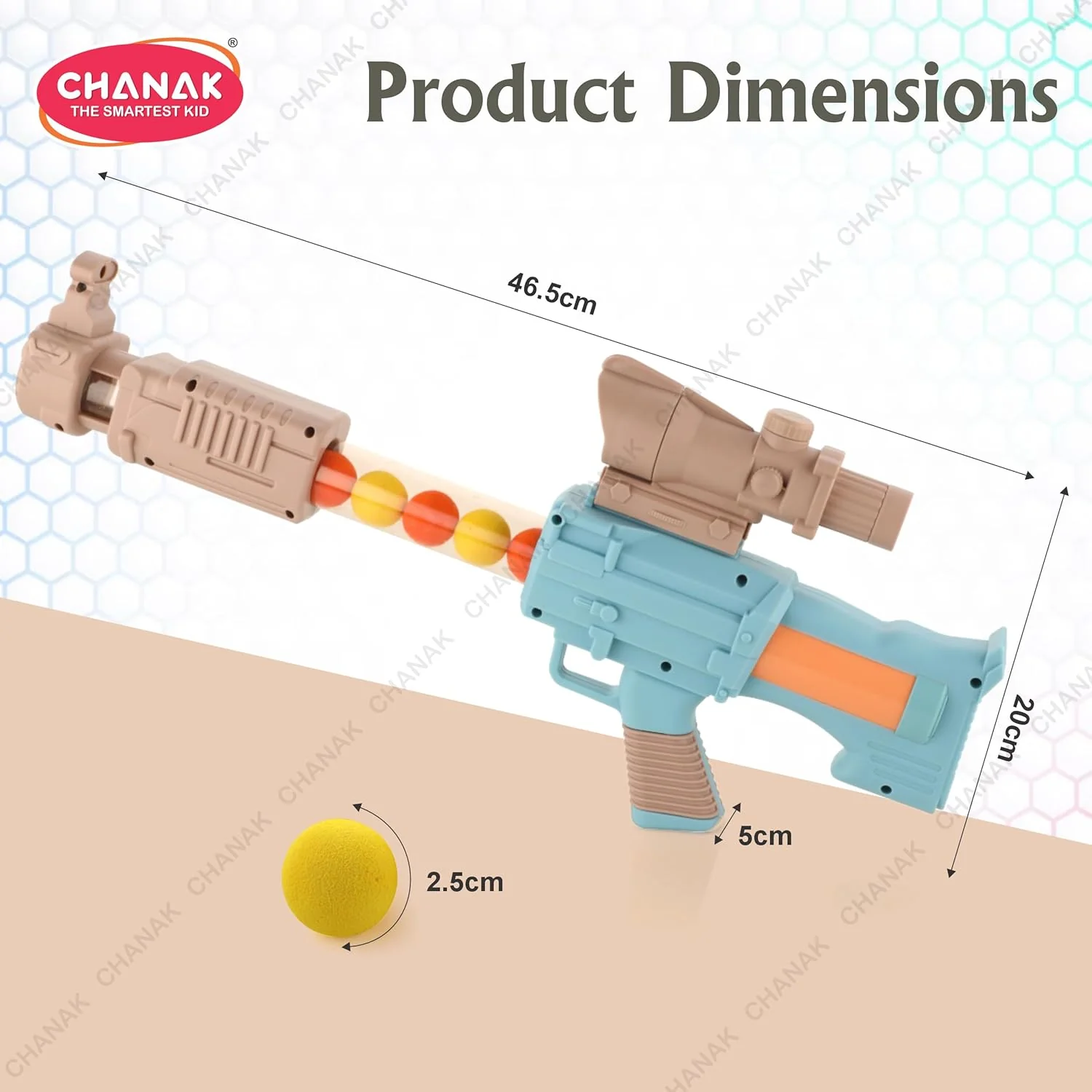 Chanak Pneumatic Gun Toy for Kids 5+ Years | 24 Soft Foam Balls, Indoor & Outdoor Use – BIS Approved (Brown) - Image 5