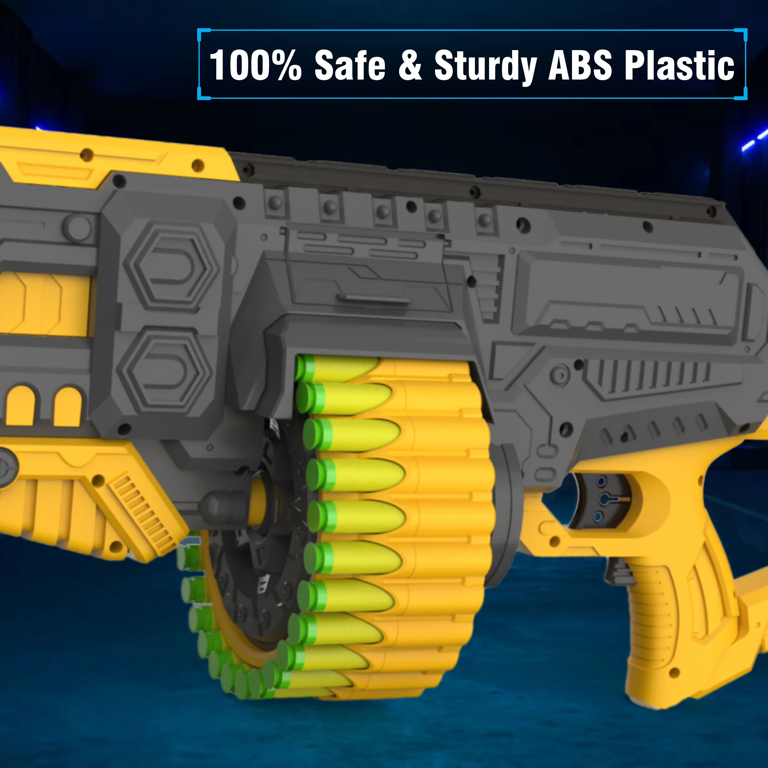 Chanak Motorized Dart Blaster Gun for Kids 5+ Years | 30 Foam Bullets, 60 Feet Range, Rechargeable – BIS Approved (Yellow-Grey) - Image 4