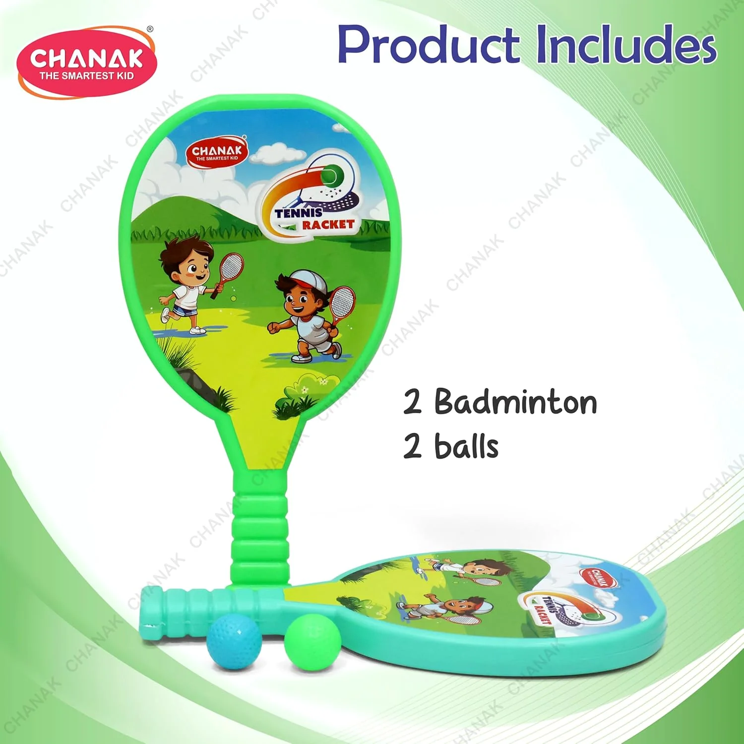 Chanak Tennis Racket Set for Kids 3+ Years | 2 Lightweight Rackets & 2 Balls, Indoor & Outdoor Play – BIS Approved - Image 4