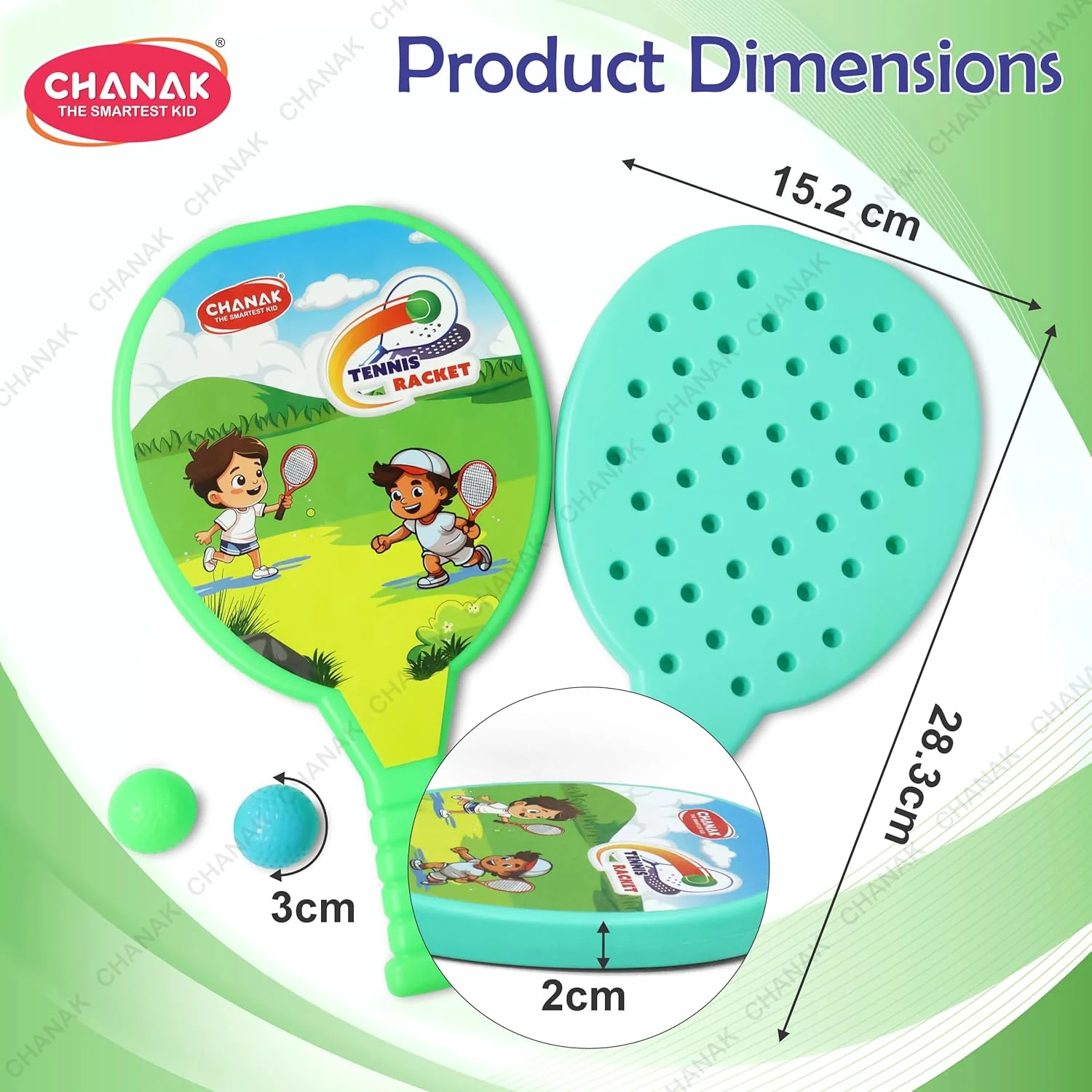 Chanak Tennis Racket Set for Kids 3+ Years | 2 Lightweight Rackets & 2 Balls, Indoor & Outdoor Play – BIS Approved - Image 5