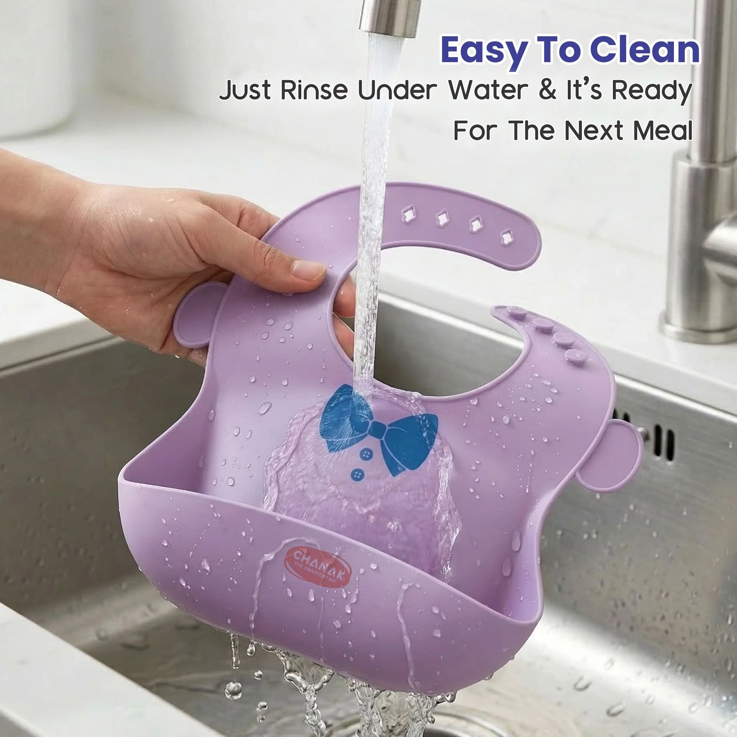 Chanak Silicone Baby Bib with Food Catcher for Toddlers | BPA Free Waterproof Adjustable Feeding Bib – BIS Approved (Purple) - Image 7