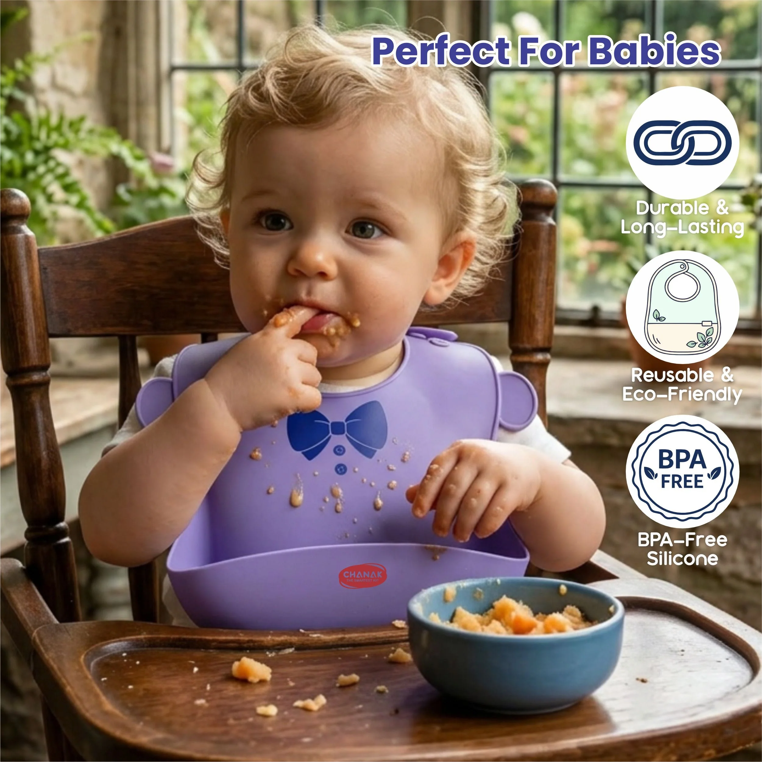 Chanak Silicone Baby Bib with Food Catcher for Toddlers | BPA Free Waterproof Adjustable Feeding Bib – BIS Approved (Purple) - Image 8