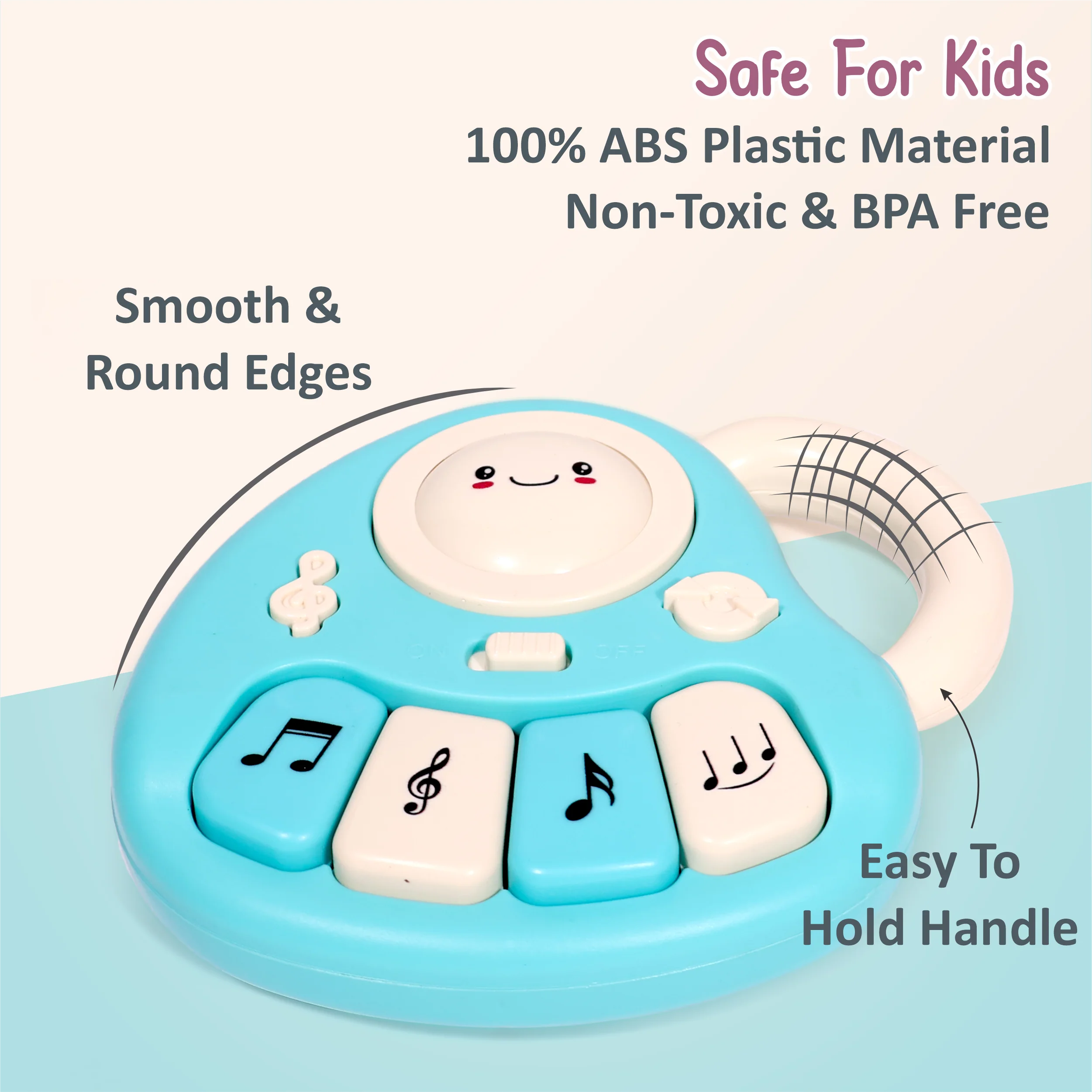 Chanak Baby Piano Musical Toy for 6-12 Months | 4 Keys, 31 Melodies with Flashing Lights – BIS Approved (Blue/White) - Image 3