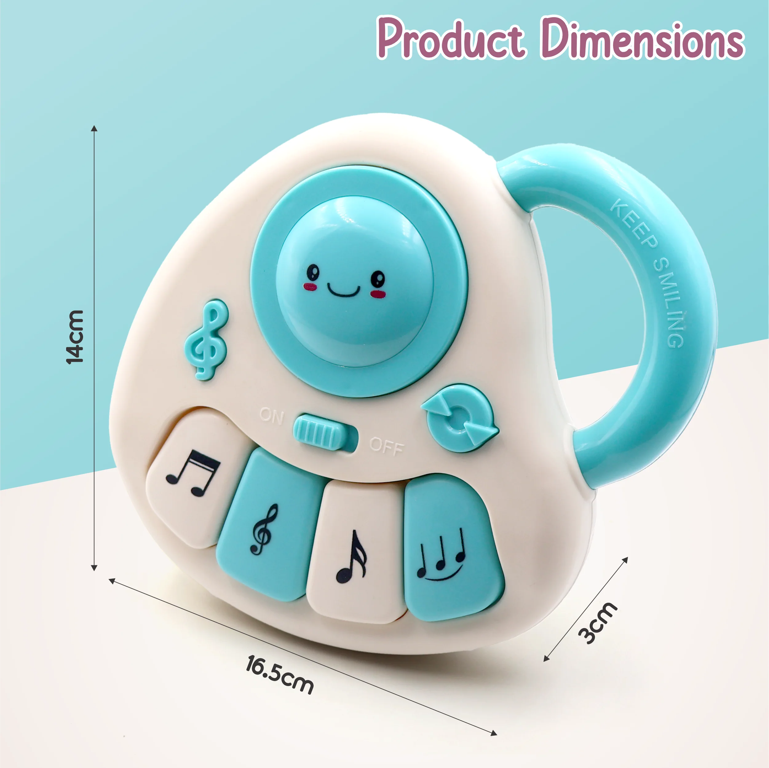 Chanak Baby Piano Musical Toy for 6-12 Months | 4 Keys, 31 Melodies with Flashing Lights – BIS Approved (White/Blue) - Image 4