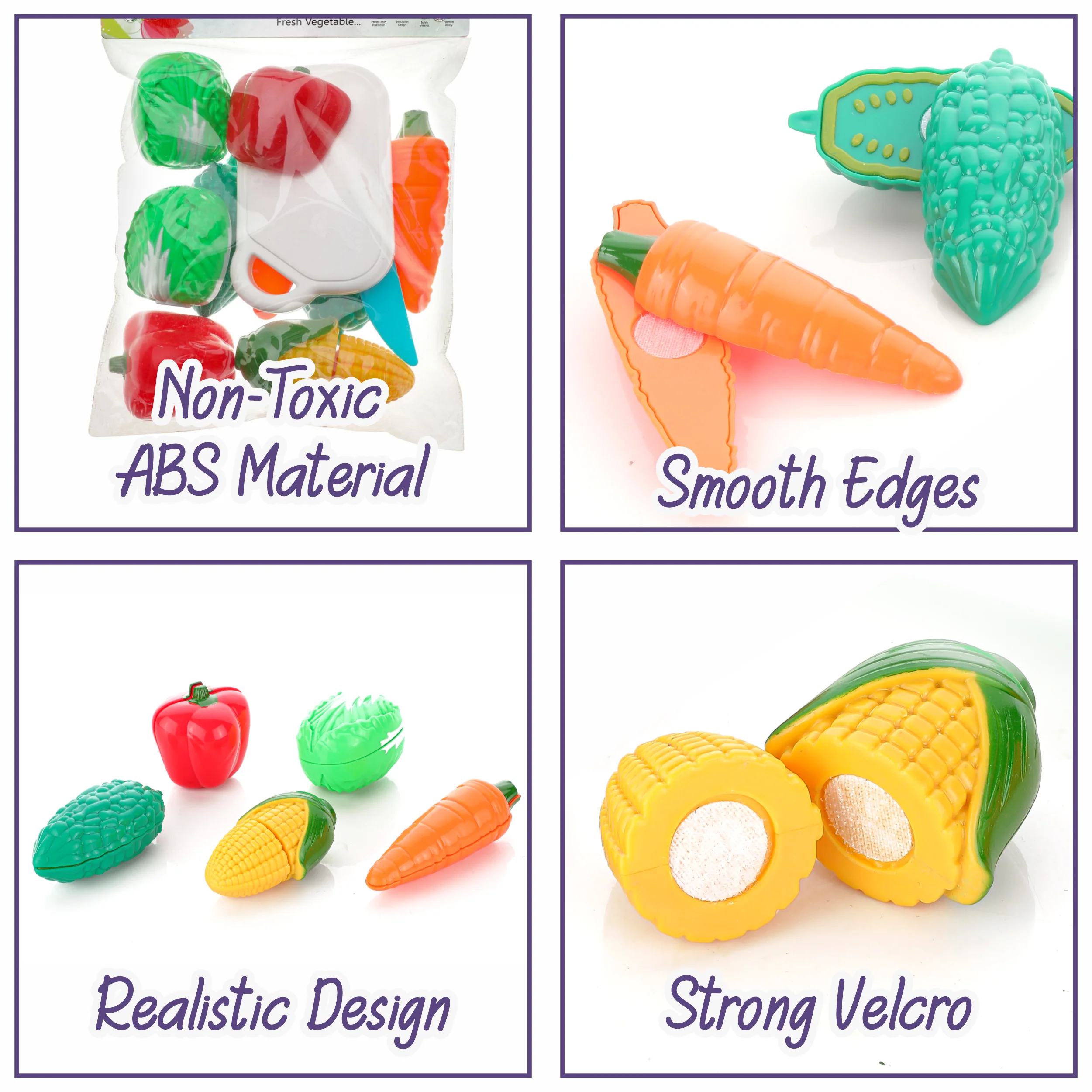 Chanak Vegetable Cutting Toy Set for Kids | Pretend Play Knife, Cutting Board & Carry Bag – BIS Approved - Image 3