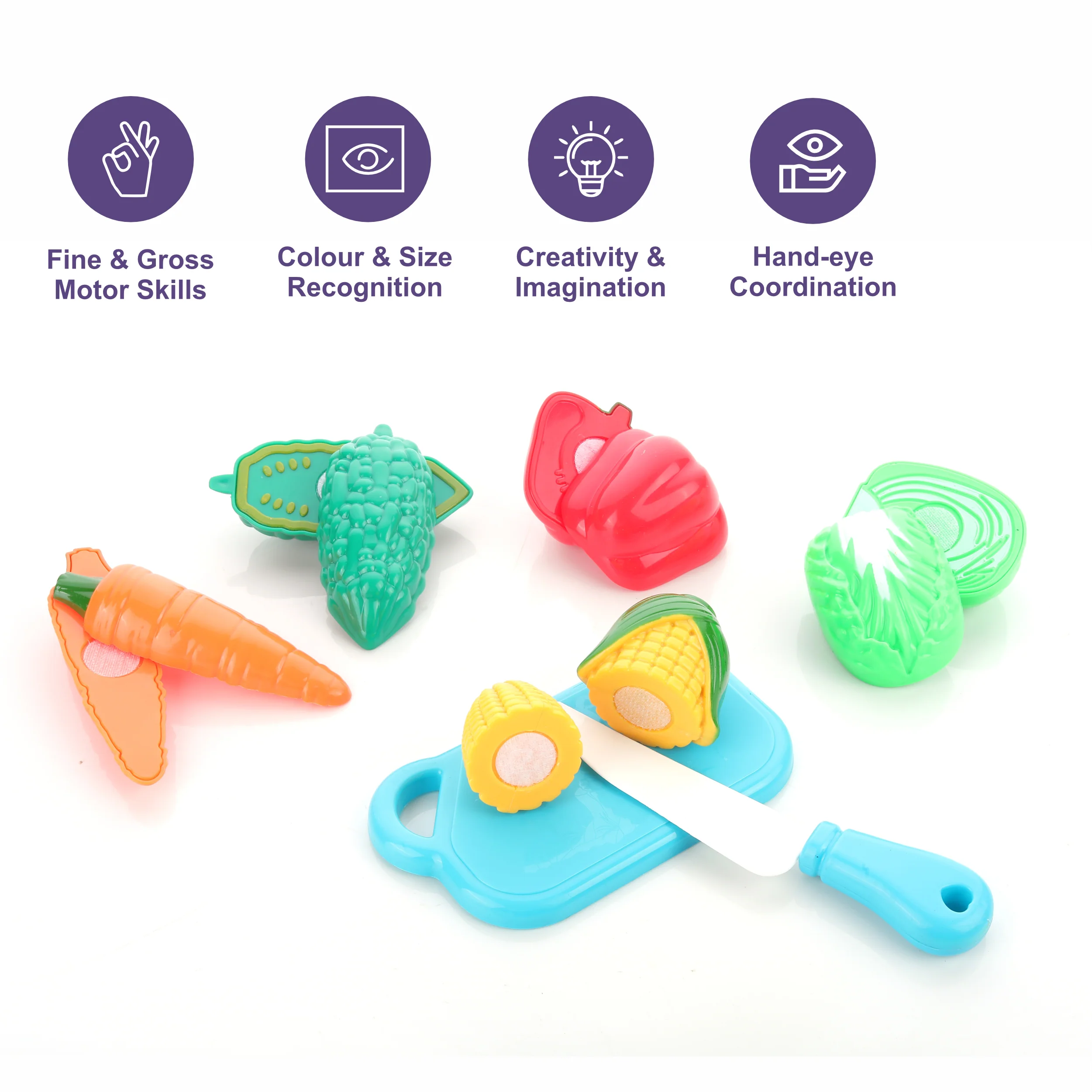 Chanak Vegetable Cutting Toy Set for Kids | Pretend Play Knife & Cutting Board Set – BIS Approved - Image 4