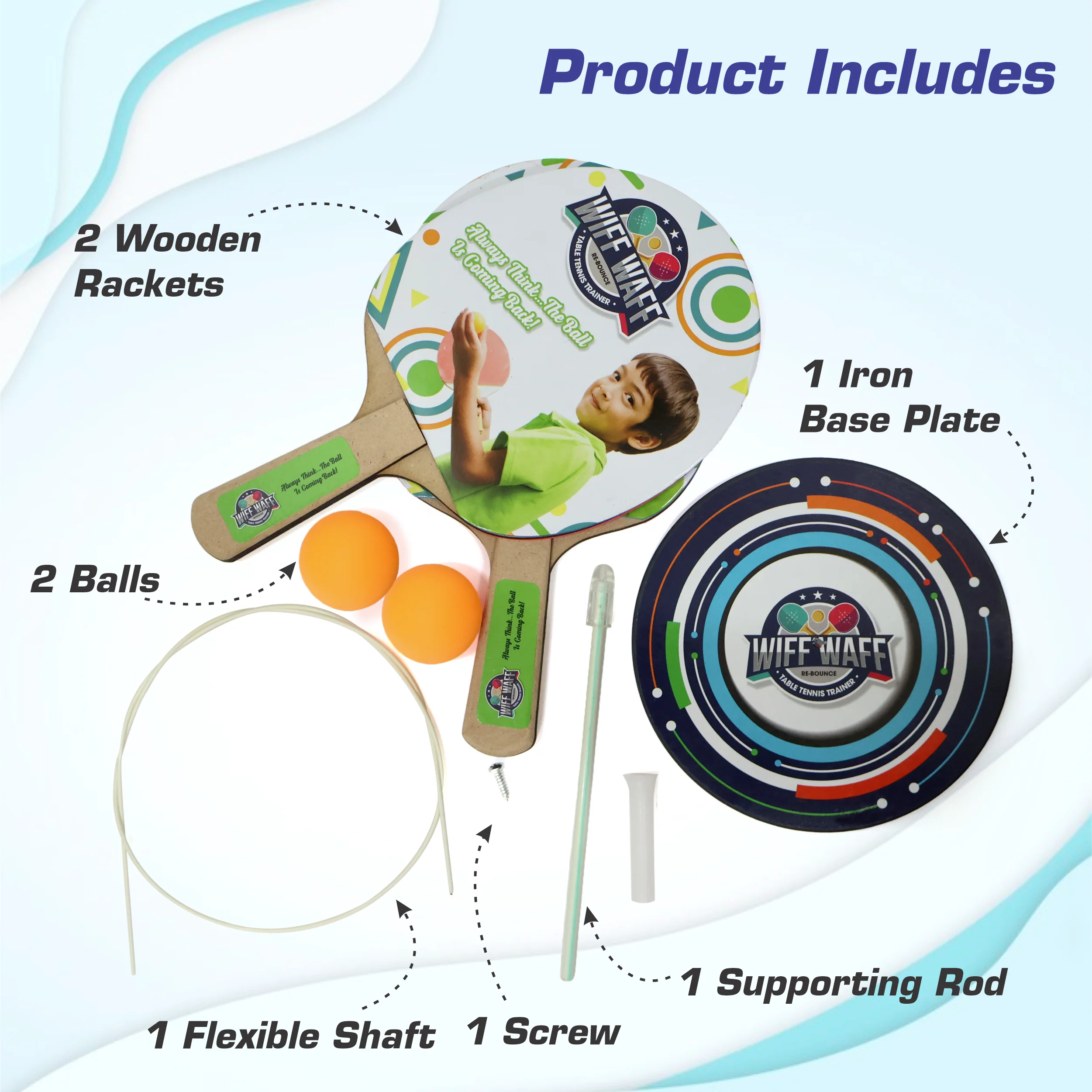 Chanak Table Tennis Trainer for Kids 5+ Years | Portable Self-Practice Ping Pong with Elastic Shaft – BIS Approved - Image 3