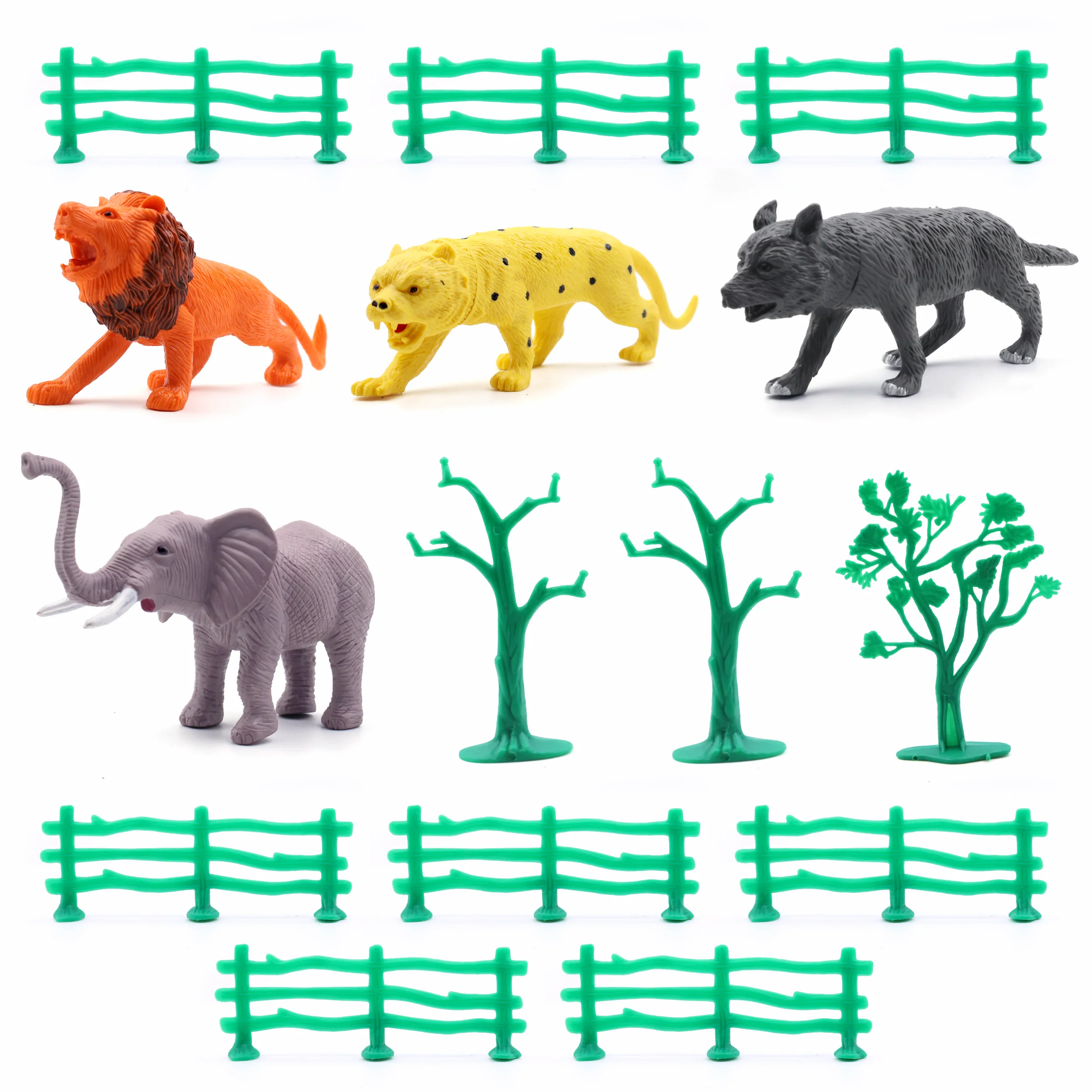Chanak Wild Animal Toy Set with Tree & Fence for Kids 3+ Years | 15 Pcs Realistic Plastic Animals – BIS Approved - Image 7