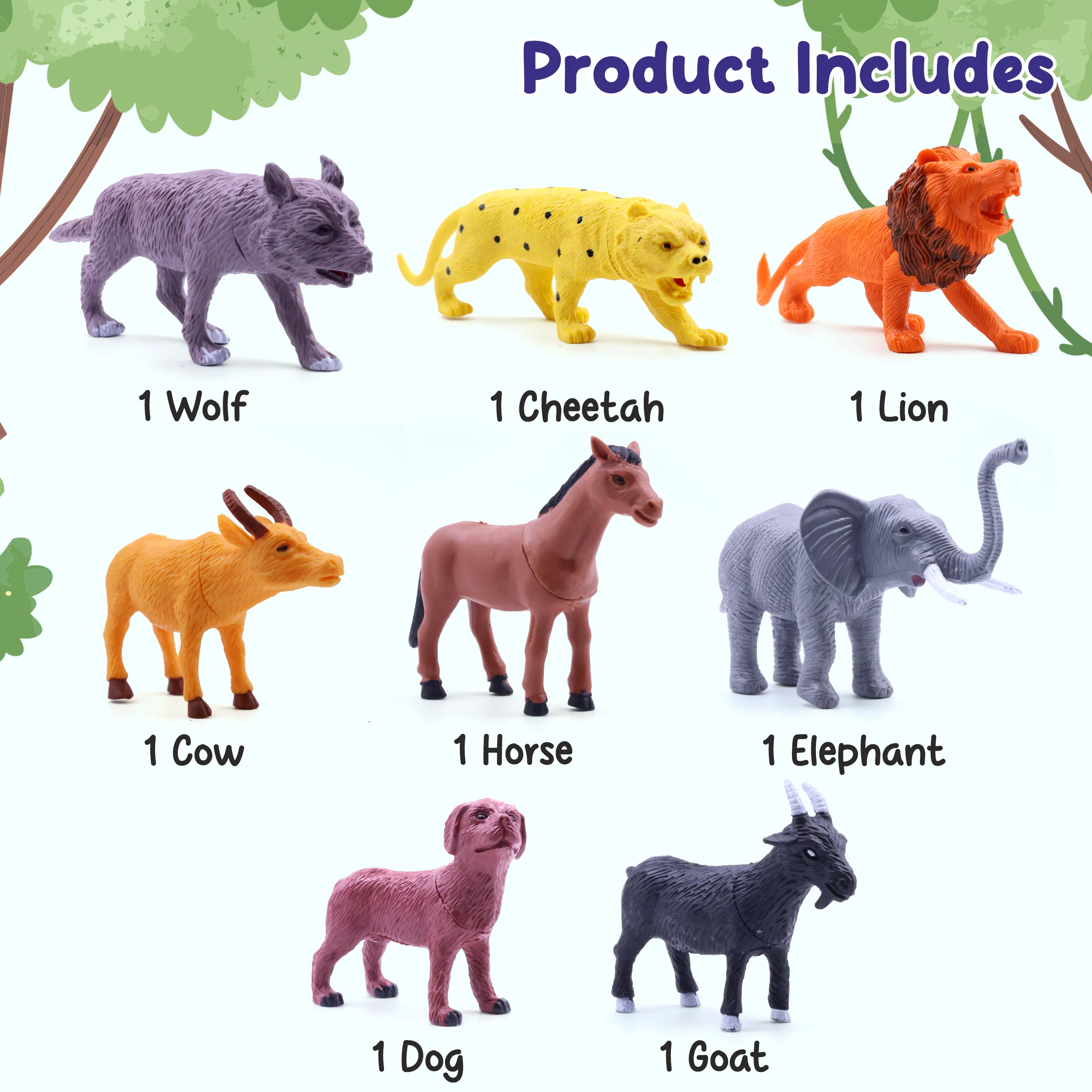 Chanak Wild & Farm Animal Toy Set for Kids 3+ Years | 8 Pcs Realistic Plastic Animals – BIS Approved - Image 4