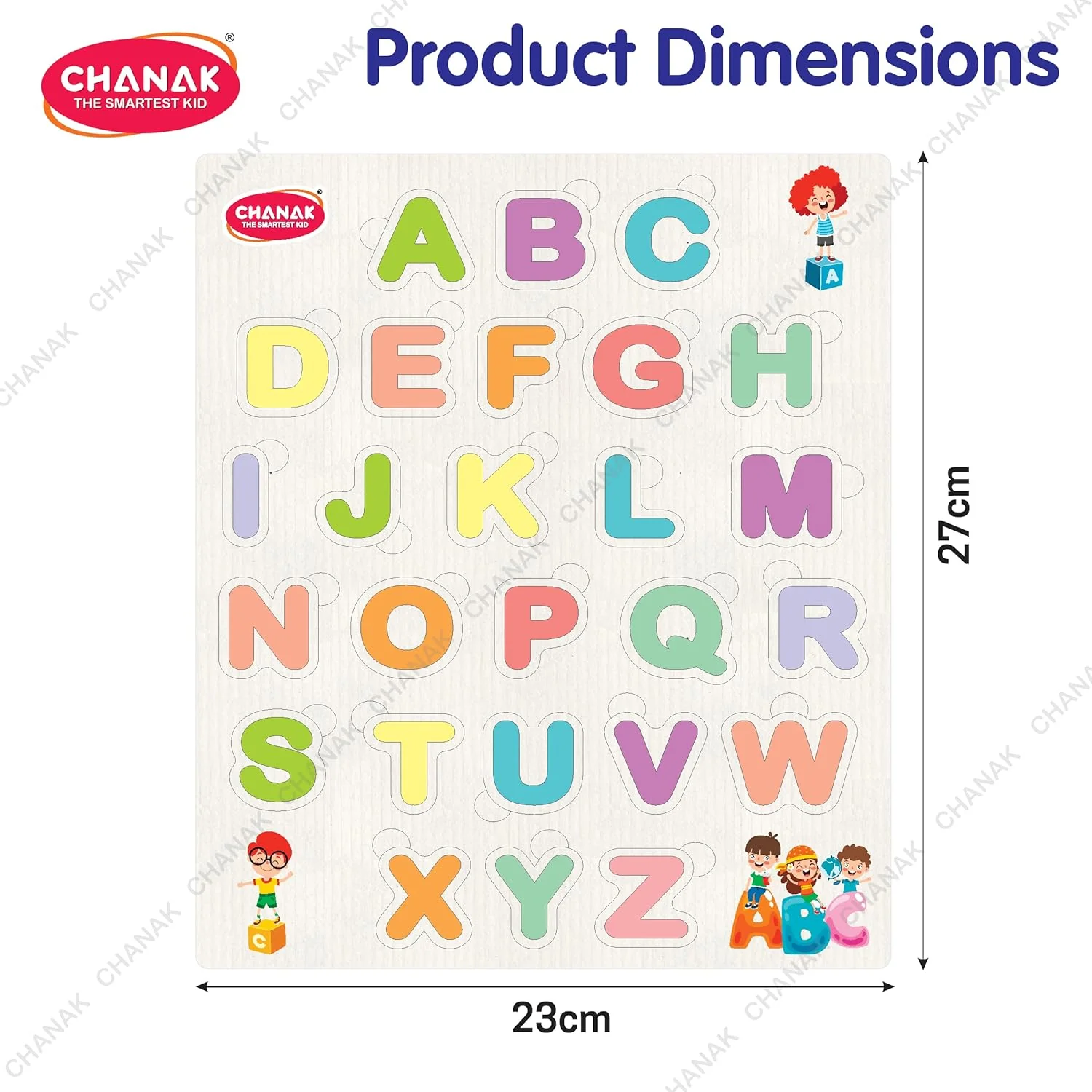Chanak Wooden Alphabet Puzzle for Kids 2+ Years | 26 Pc Montessori ABC Learning Board with Pictures – BIS Approved - Image 6