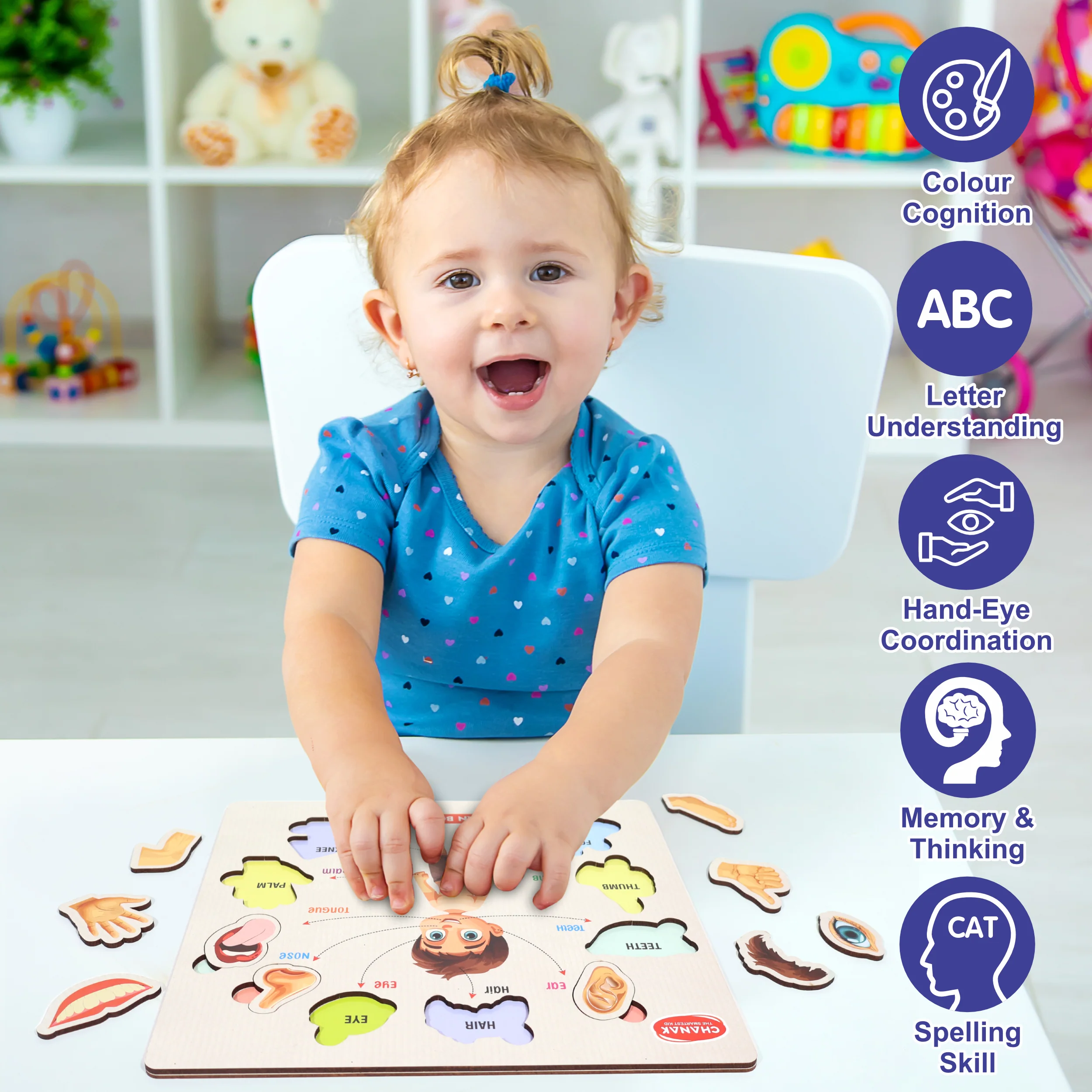 Chanak Wooden Human Body Parts Puzzle for Kids 2+ Years | 10 Pc Montessori Anatomy Learning Board – BIS Approved - Image 5