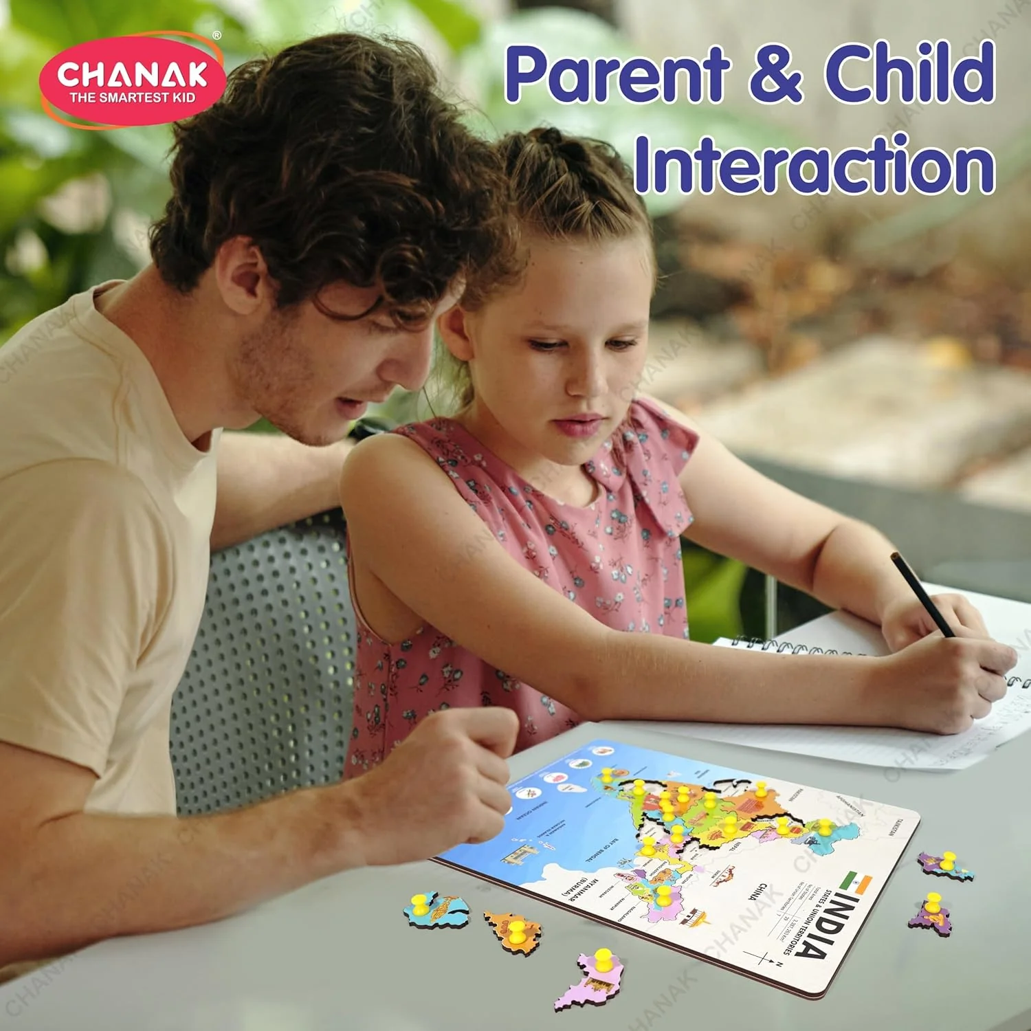 Chanak Wooden India Map Puzzle for Kids 2+ Years | 18 Pc States Montessori Learning Board – BIS Approved - Image 2